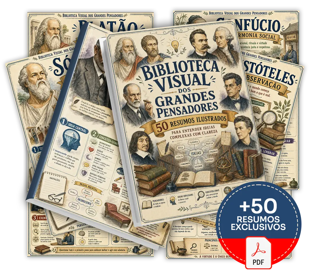 Mockup principal da Biblioteca Visual dos Grandes Pensadores
